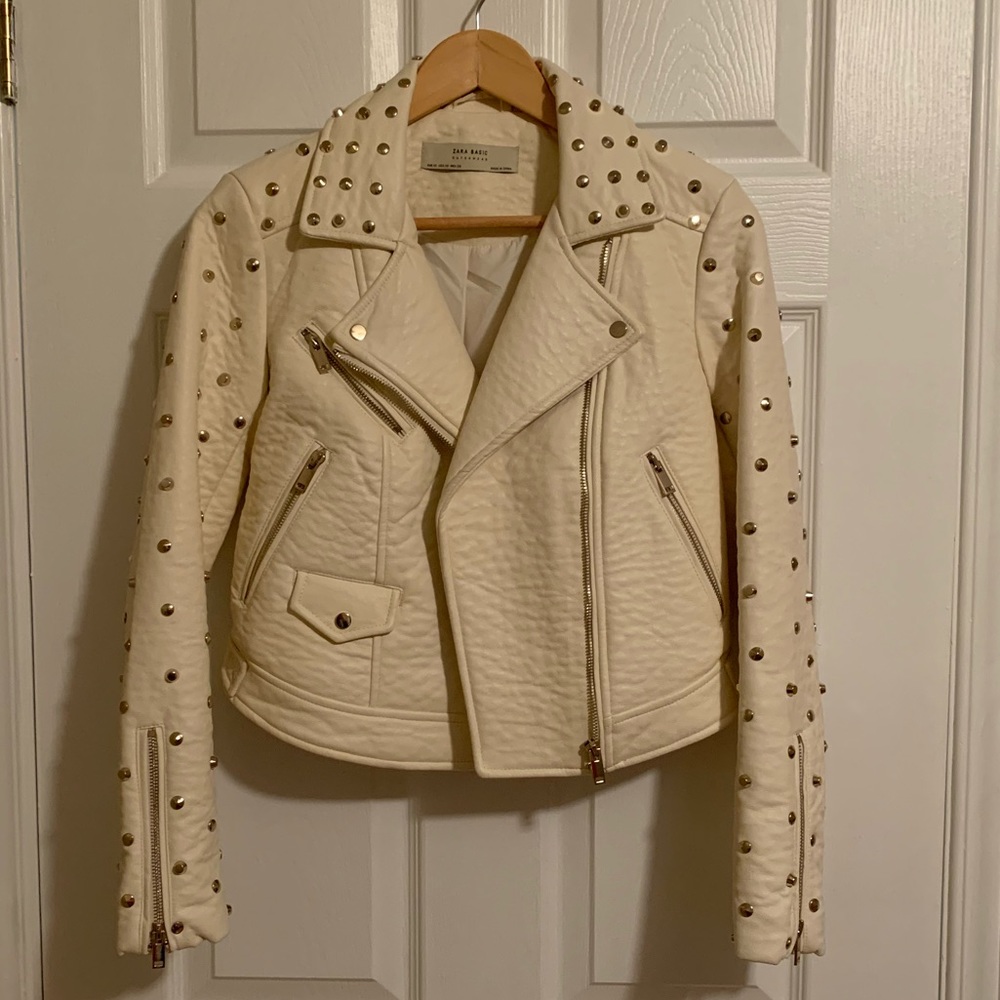 Zara studded leather jacket